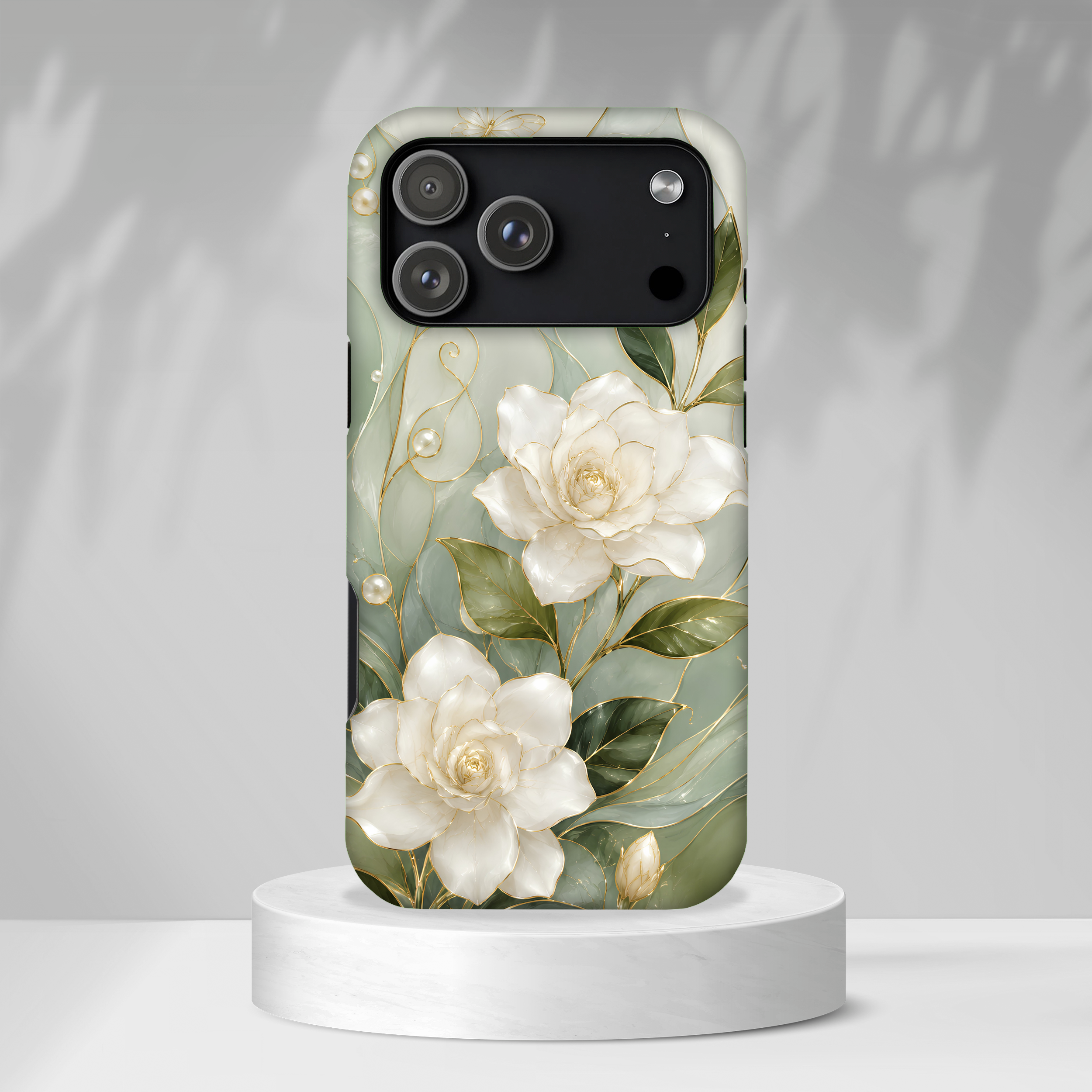 White Floral iPhone Case | Sage Green Botanical iPhone Case