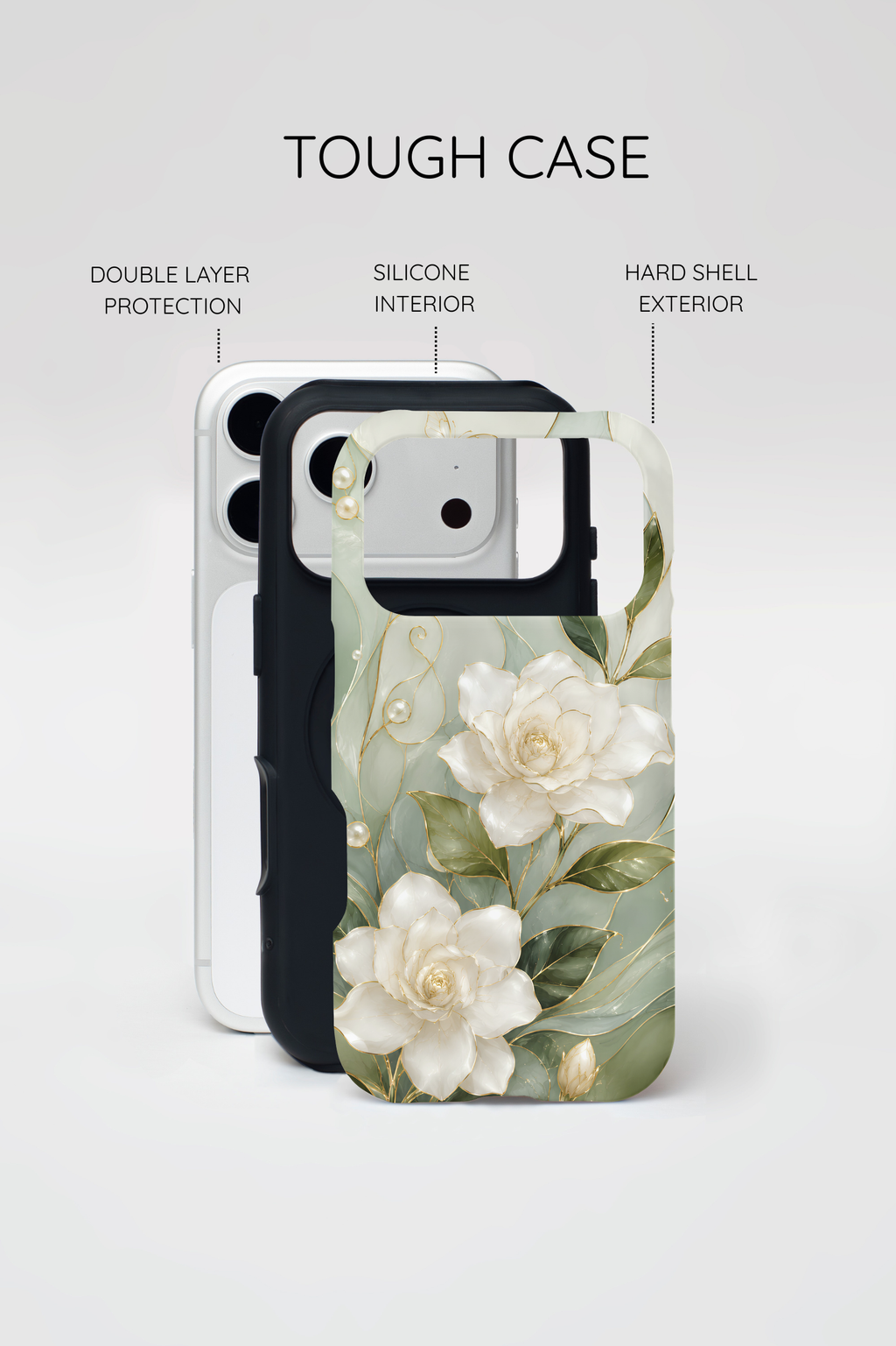 White Floral iPhone Case | Sage Green Botanical iPhone Case