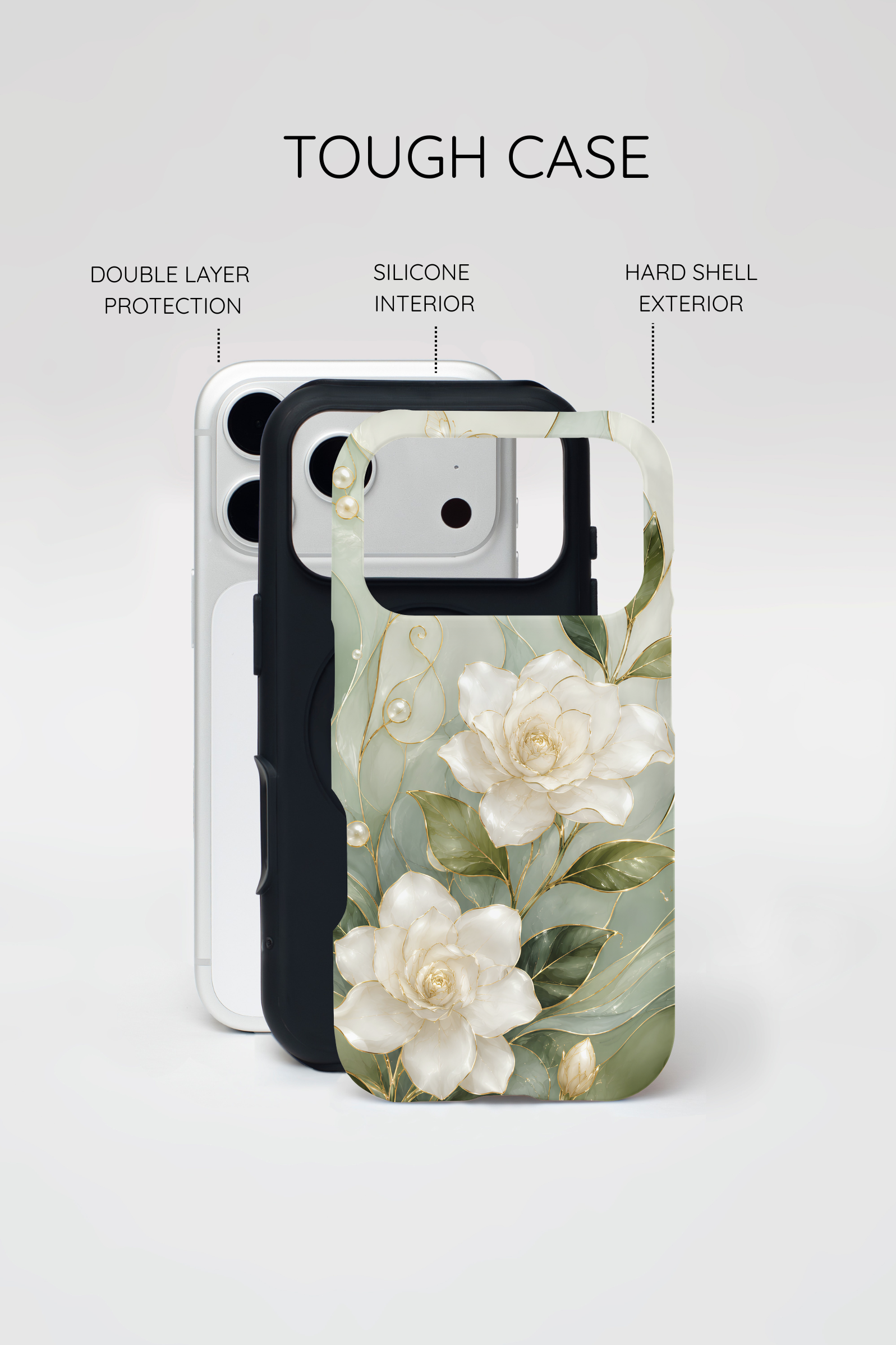 White Floral iPhone Case | Sage Green Botanical iPhone Case