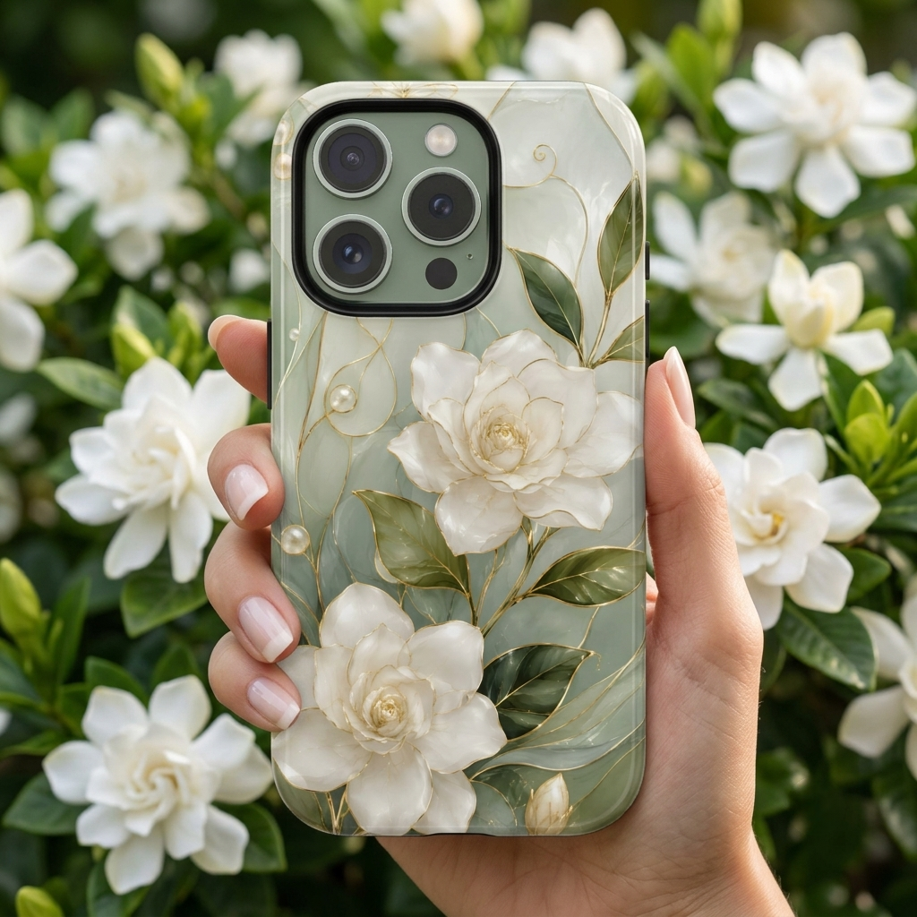 White Floral iPhone Case | Sage Green Botanical iPhone Case