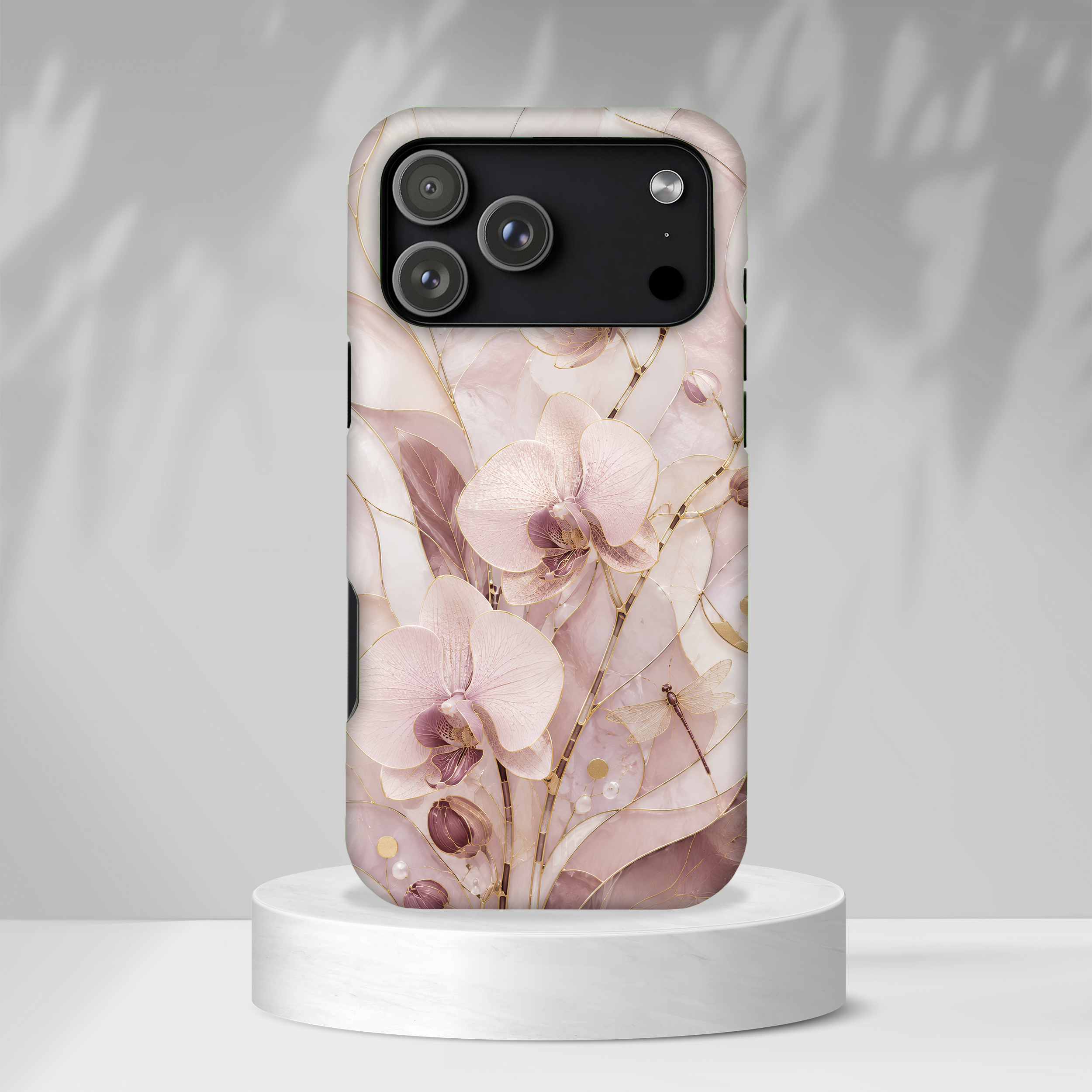 Stained Glass Orchid iPhone Case | Pink Floral Protective Case
