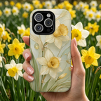 Stained Glass Daffodil iPhone Case | Yellow Floral Phone Cover