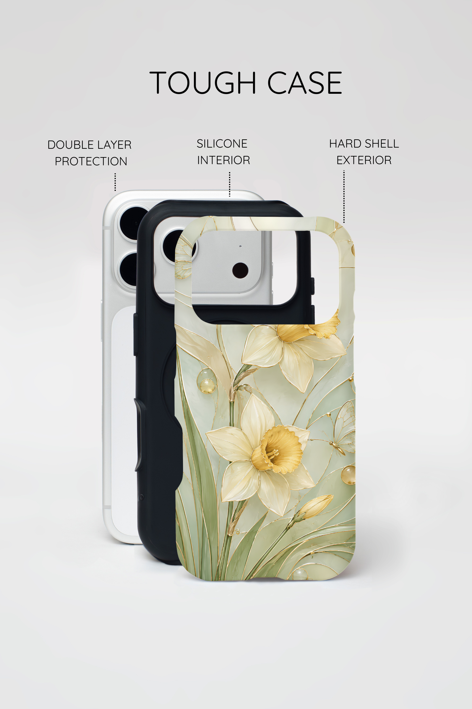 Stained Glass Daffodil iPhone Case | Yellow Floral Phone Cover