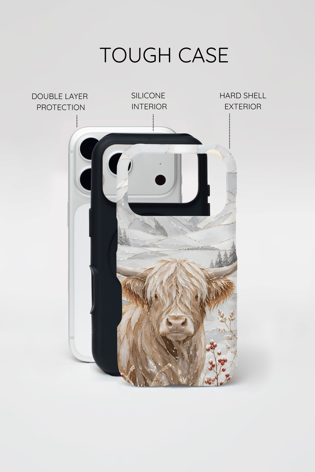 Highland Cow iPhone Case | Stained Glass Mountain Case