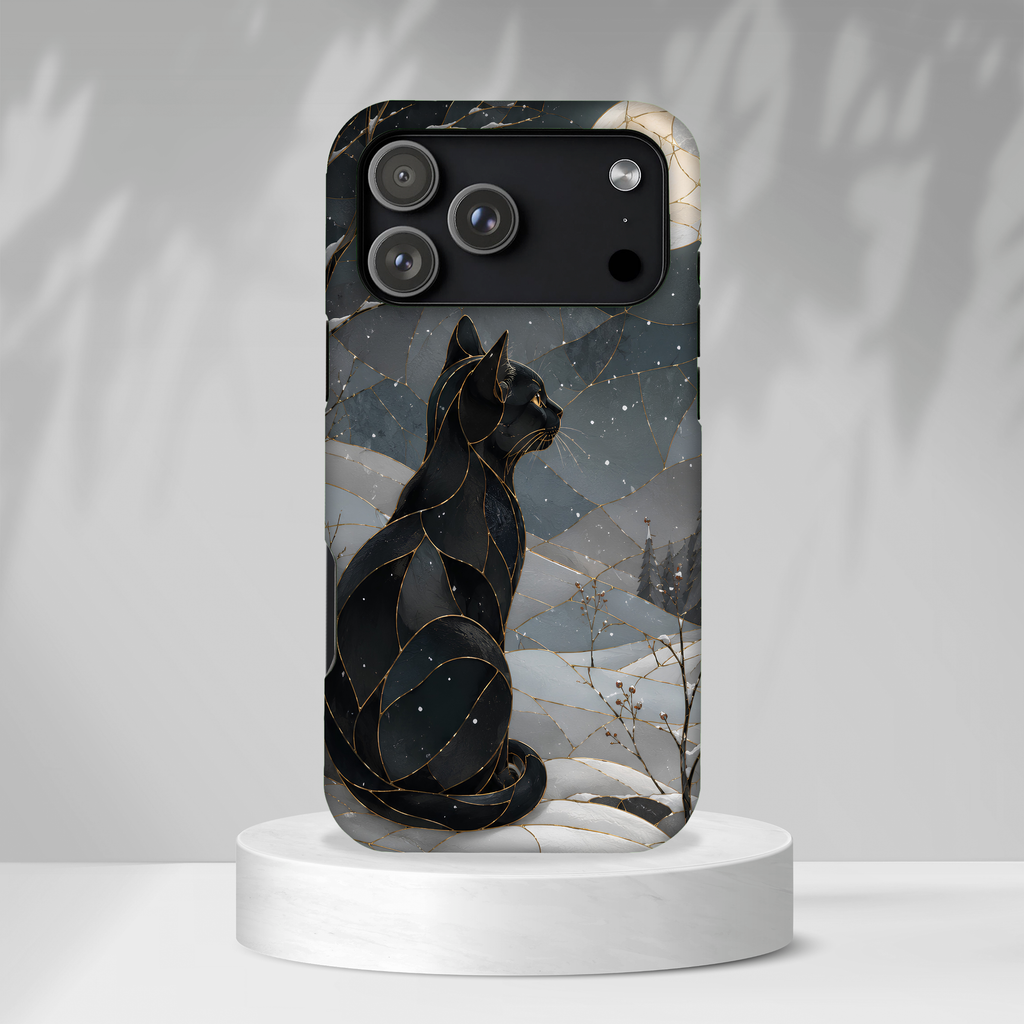 Black Cat iPhone Case | Moonlit Winter iPhone Case