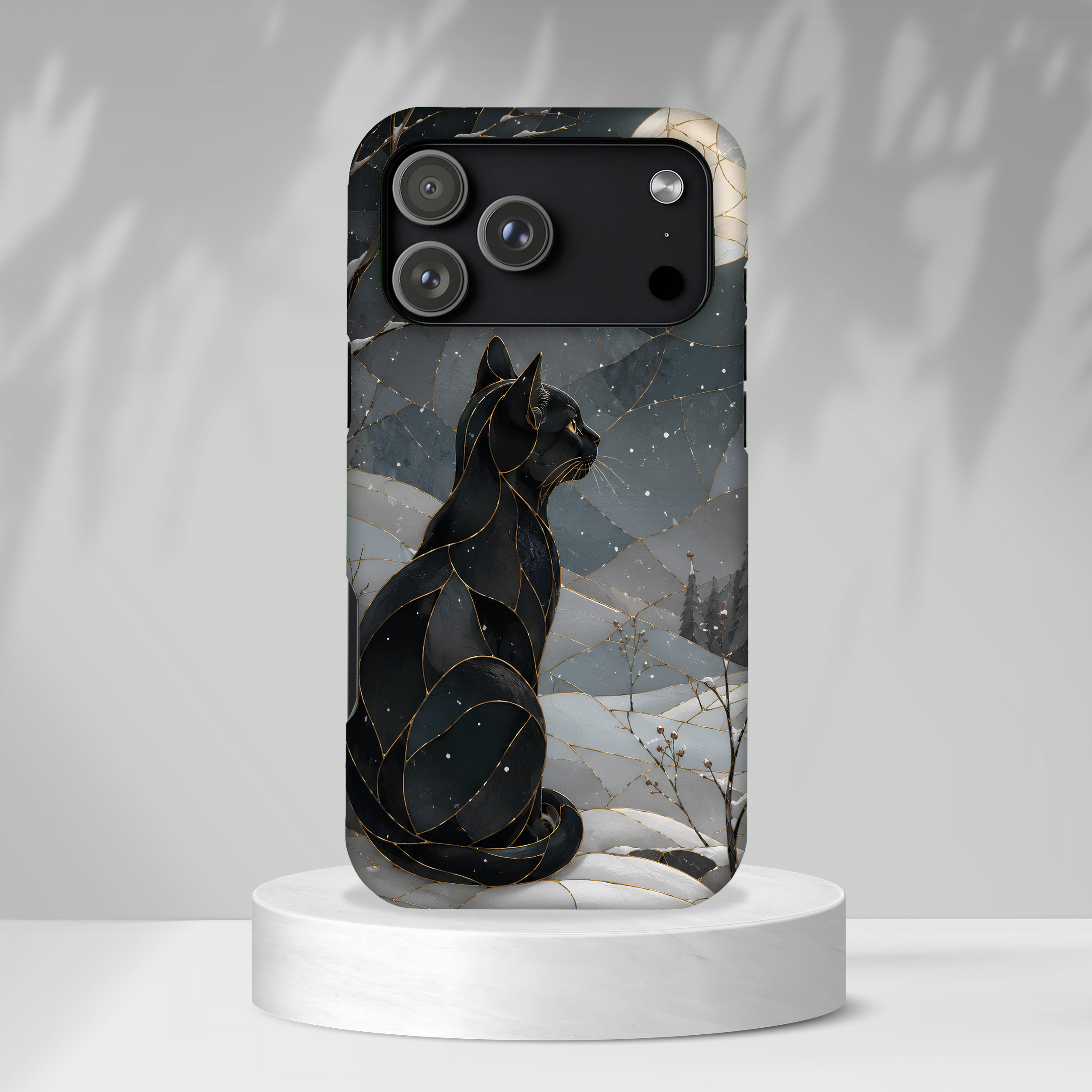 Black Cat iPhone Case | Moonlit Winter iPhone Case