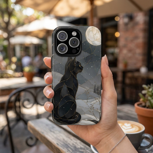 Black Cat iPhone Case | Moonlit Winter iPhone Case