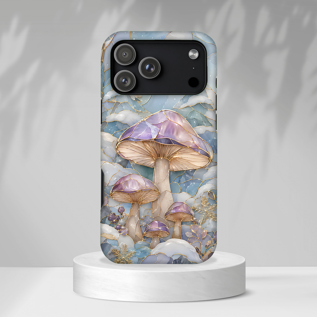 Iridescent Mushroom Illustration iPhone Case | Protective Hard Case