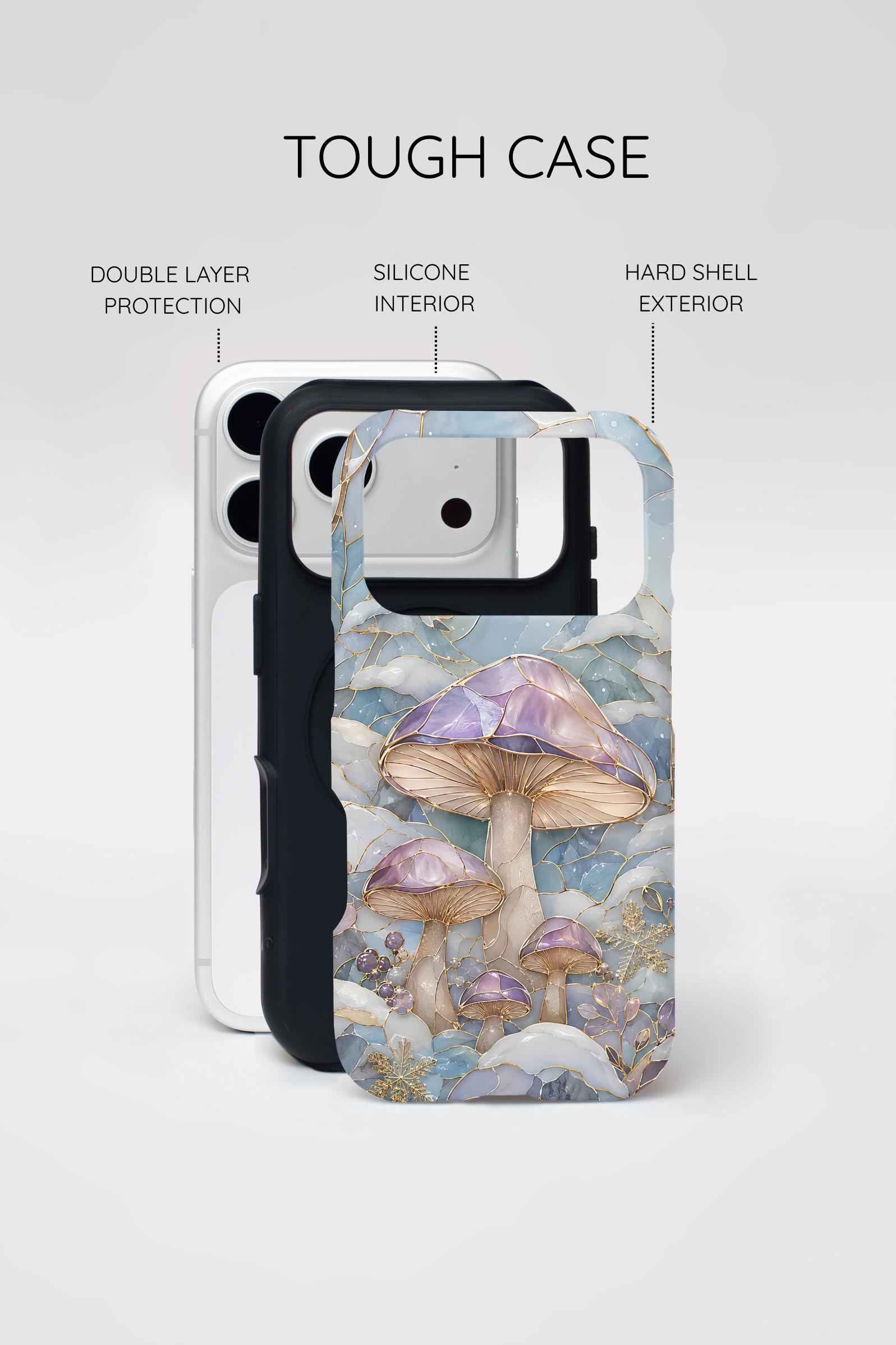 Iridescent Mushroom Illustration iPhone Case | Protective Hard Case
