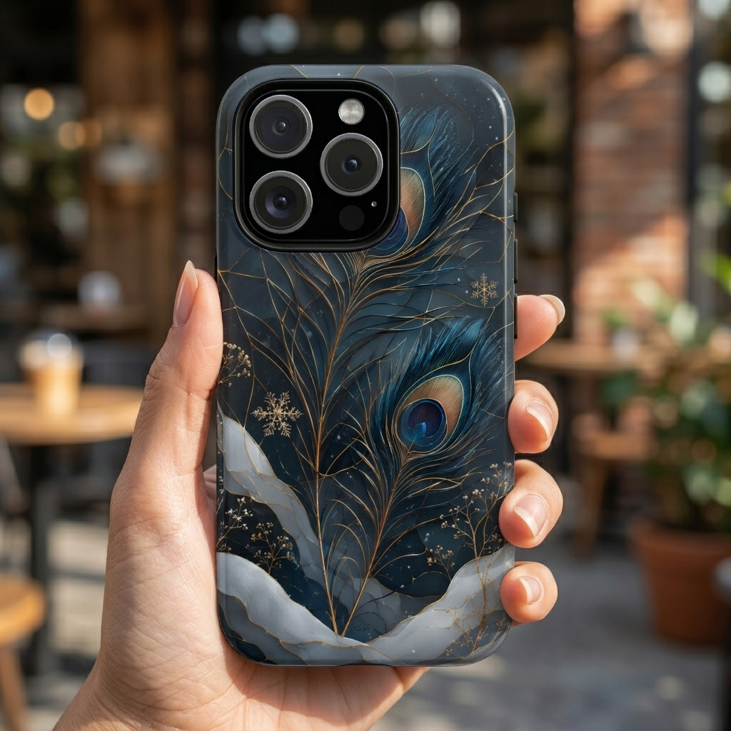 Peacock Feather iPhone Case | Blue Gold iPhone Case