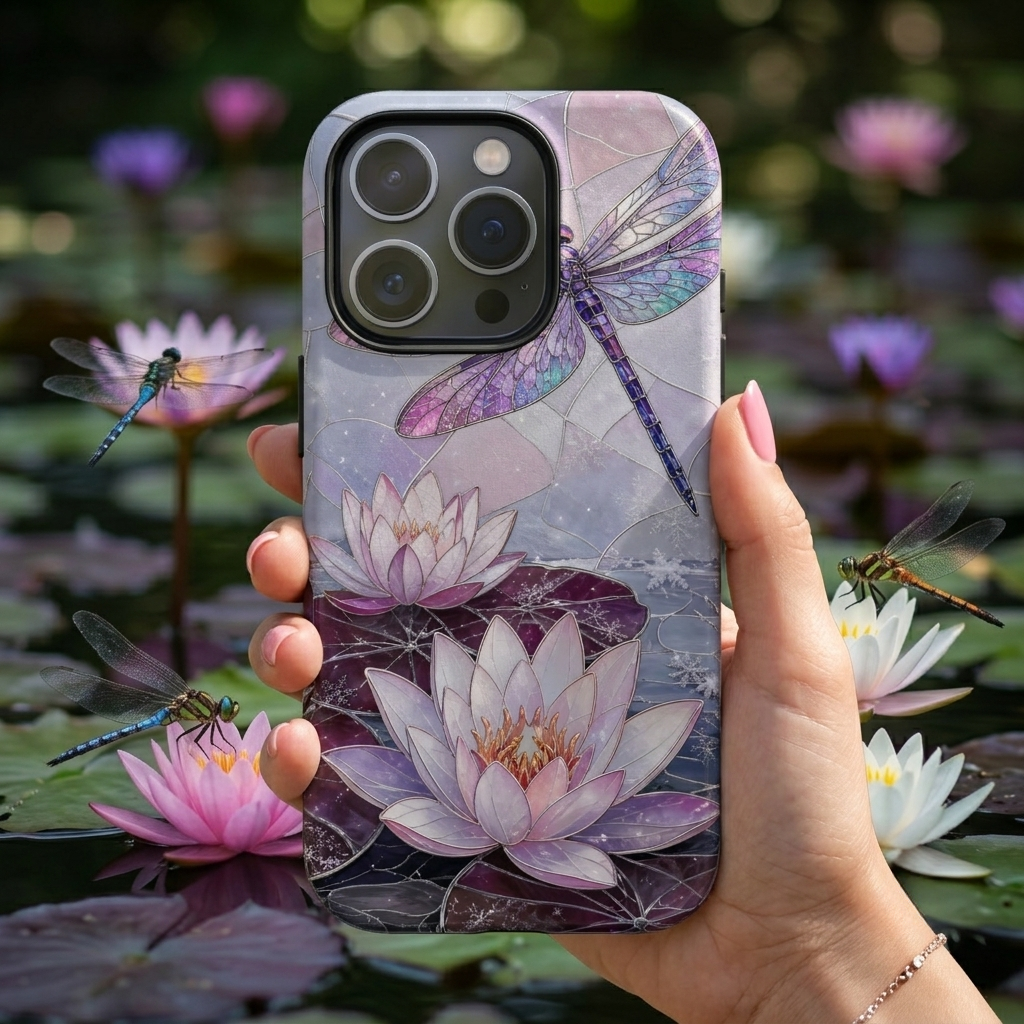 Dragonfly iPhone Case | Lotus Flower iPhone Case