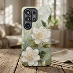 White Floral Samsung Galaxy Phone Case | Sage Green Botanical Phone Case