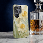 Stained Glass Daffodil Samsung Galaxy Phone Case | Yellow Floral Phone Cover