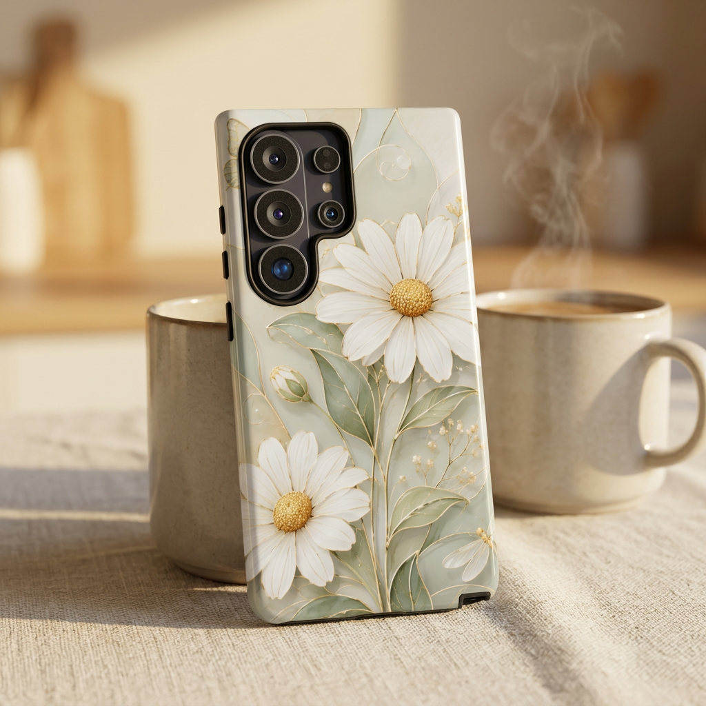 Vintage Daisy Samsung Galaxy Phone Case | Cottagecore Floral Phone Cover