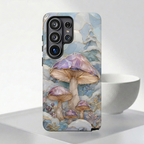 Iridescent Mushroom Illustration Samsung Galaxy Phone Case | Protective Hard Case