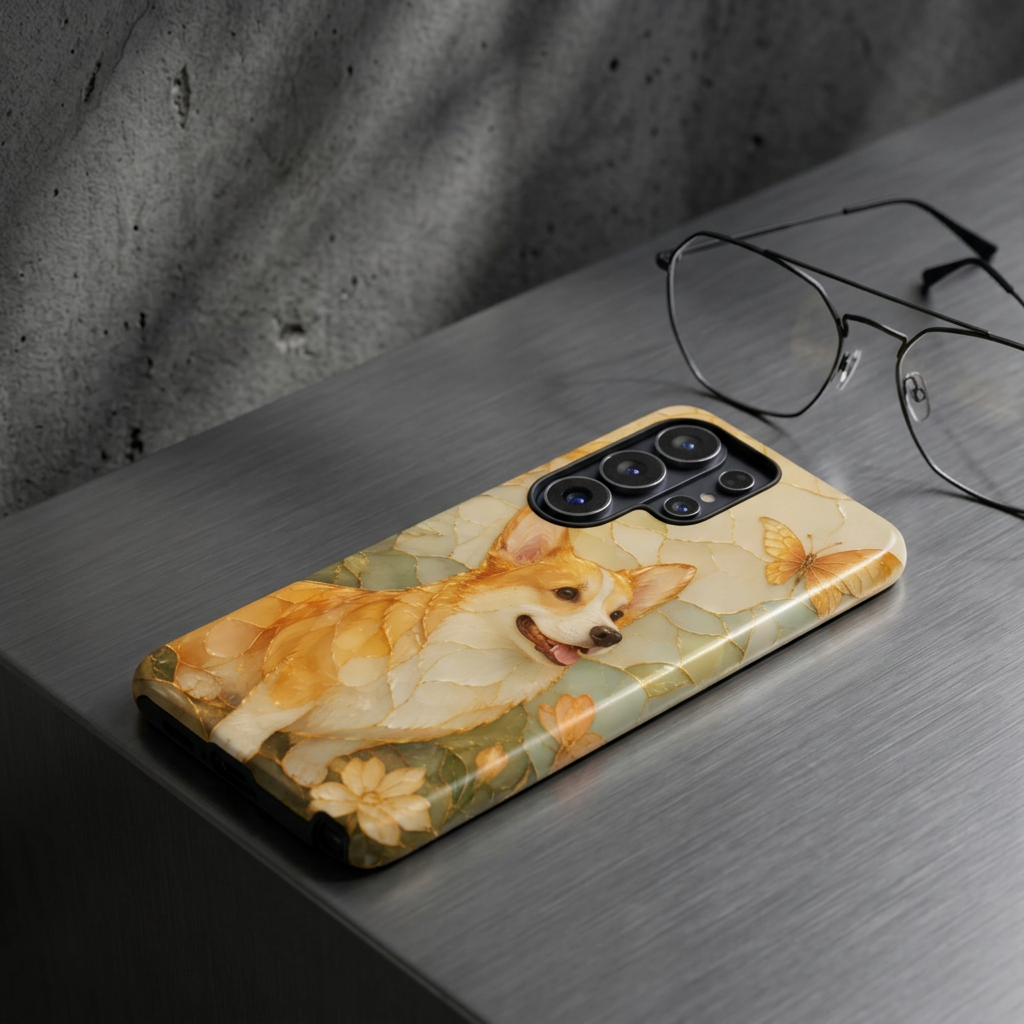 Corgi Samsung Galaxy Phone Case | Stained Glass Dog Phone Case