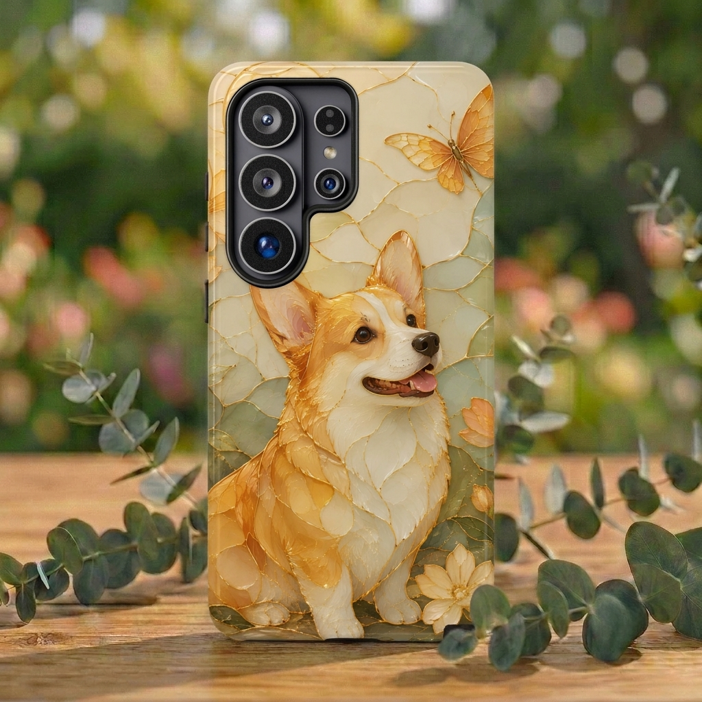 Corgi Samsung Galaxy Phone Case | Stained Glass Dog Phone Case