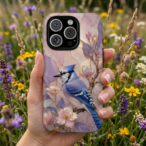 Blue Jay iPhone Case | Bird Floral iPhone Case