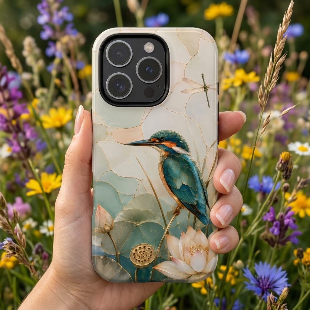 Kingfisher iPhone Case | Lotus Flower iPhone Case