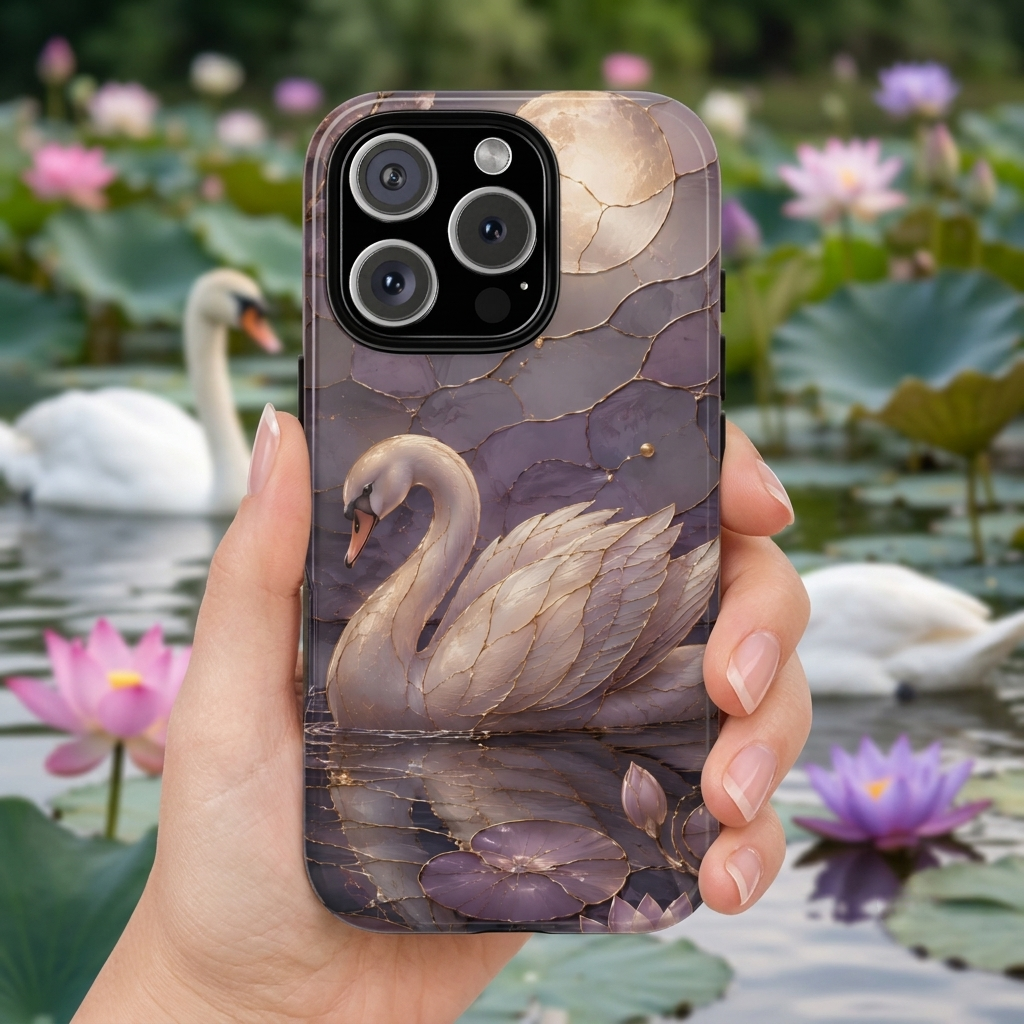 Swan iPhone Case | Moonlit Lake iPhone Case
