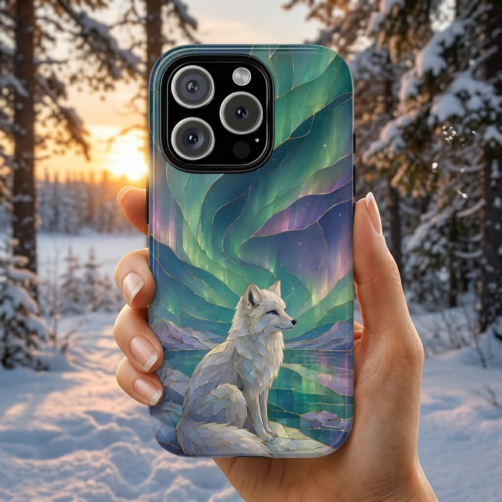 Arctic Fox iPhone Case | Northern Lights iPhone Case