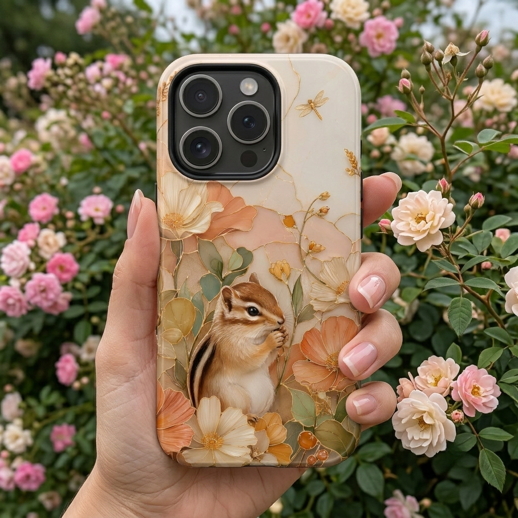 Chipmunk iPhone Case | Stained Glass Woodland Animal Case