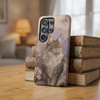 Maine Coon Cat Samsung Galaxy Phone Case | Floral Cat Phone Case