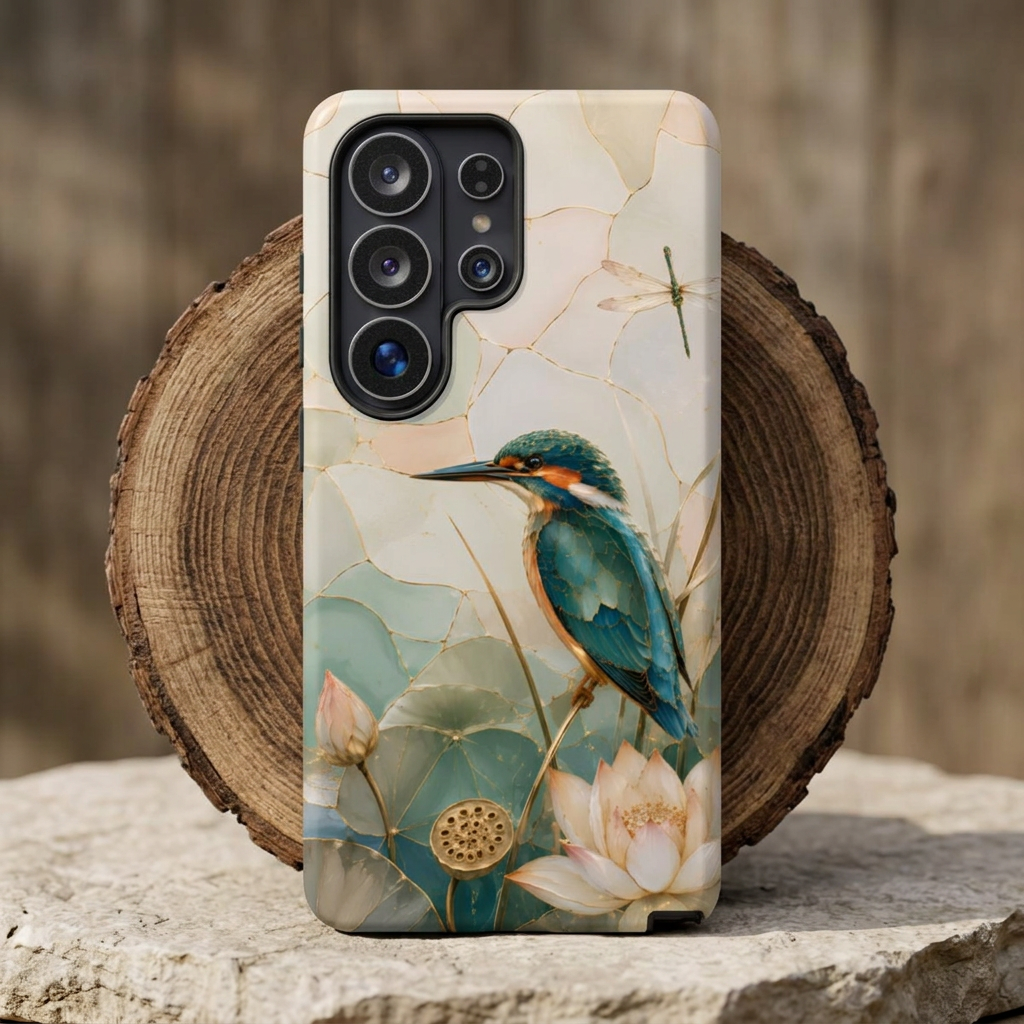Kingfisher Samsung Galaxy Phone Case | Lotus Flower Phone Case
