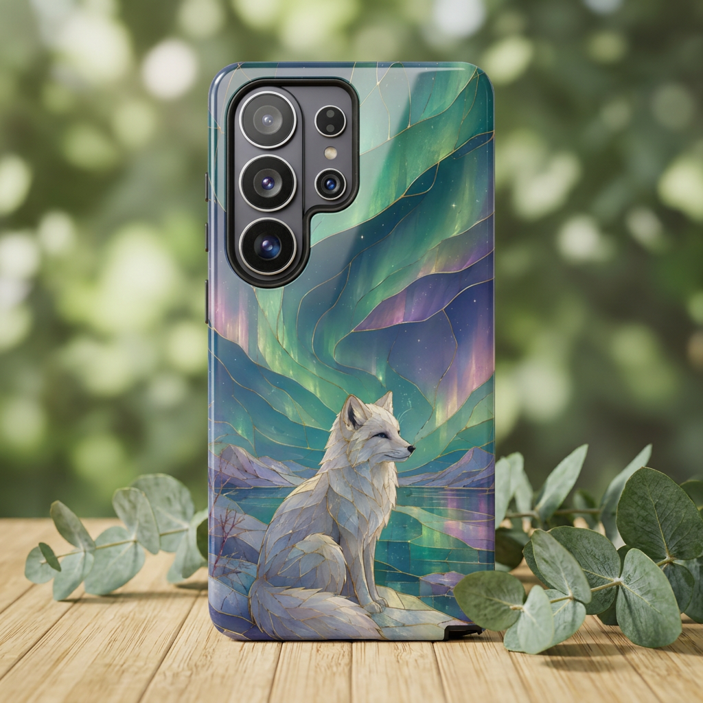 Arctic Fox Samsung Galaxy Phone Case | Northern Lights Phone Case