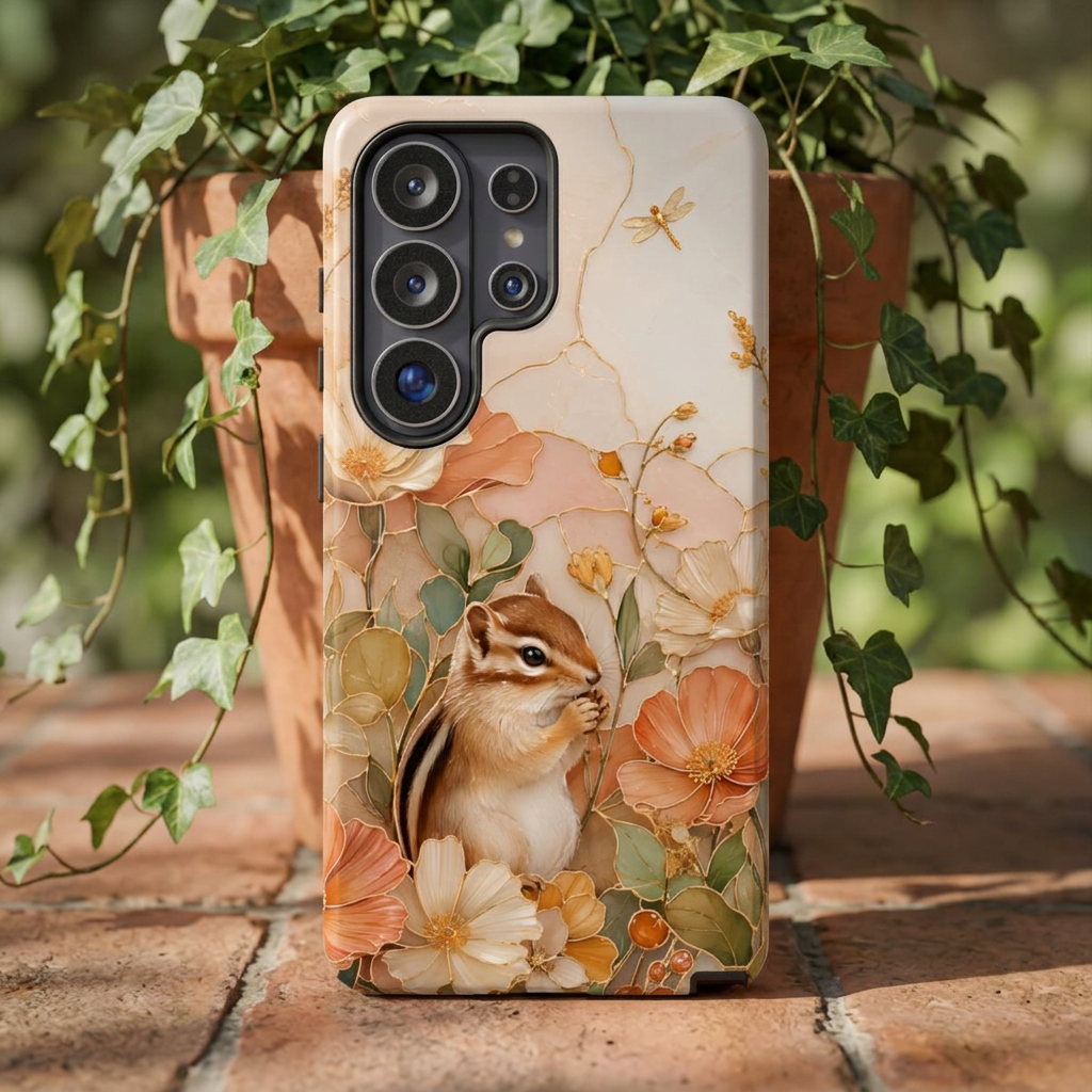 Chipmunk Samsung Galaxy Phone Case | Stained Glass Woodland Animal Case