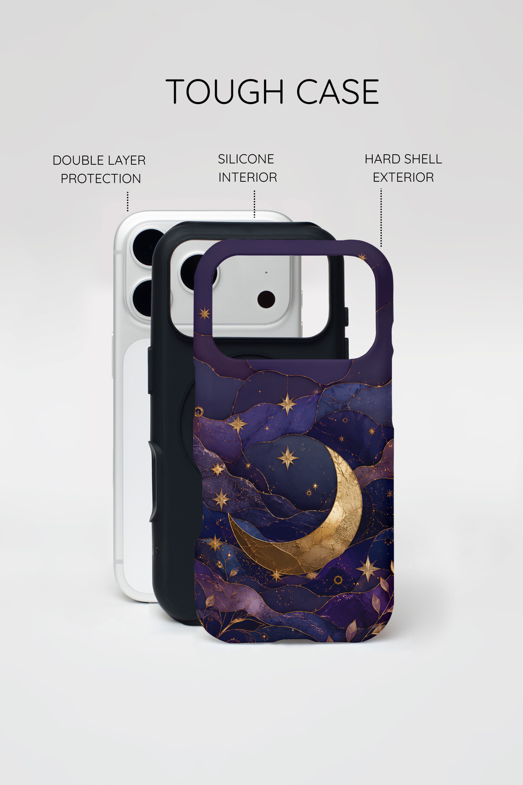 Moon & Stars iPhone Case | Celestial Crescent Moon iPhone Case