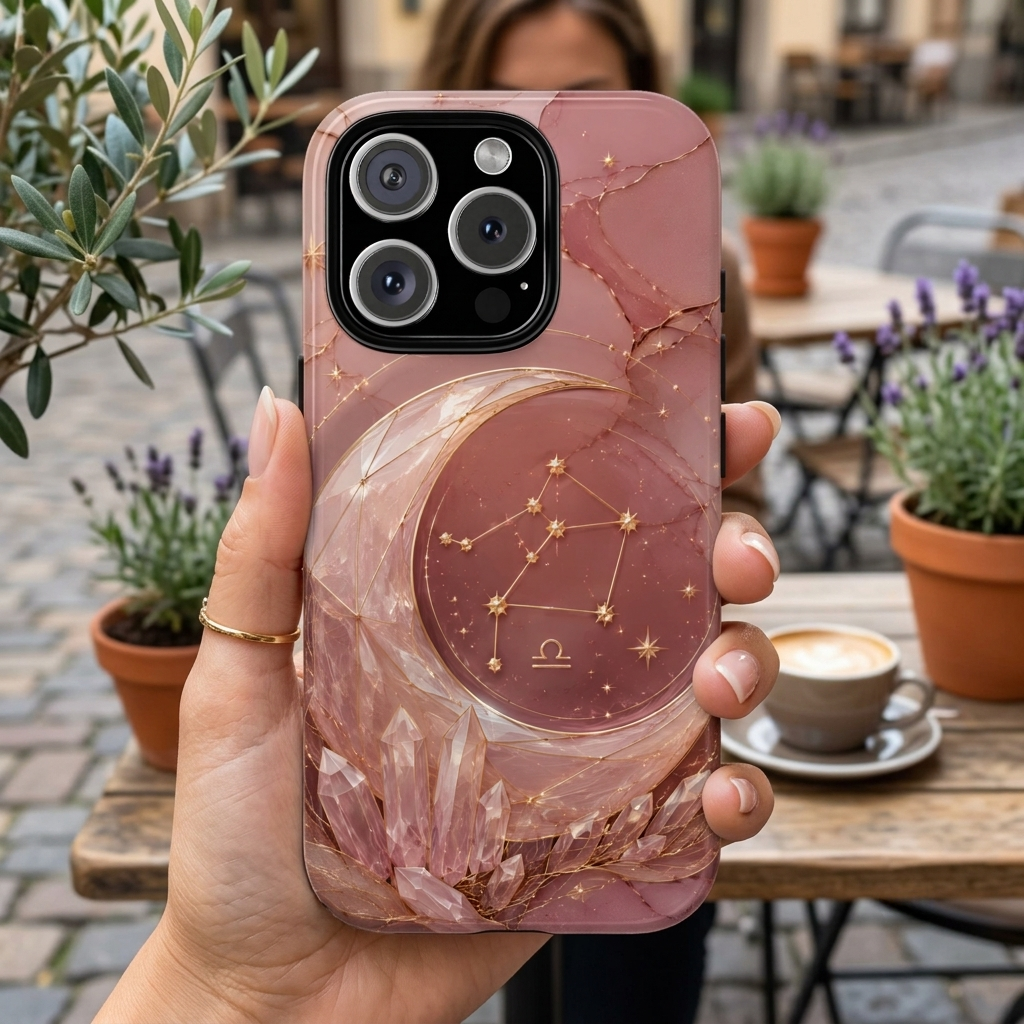 Libra Zodiac iPhone Case | Moon Crystal Astrology iPhone Case
