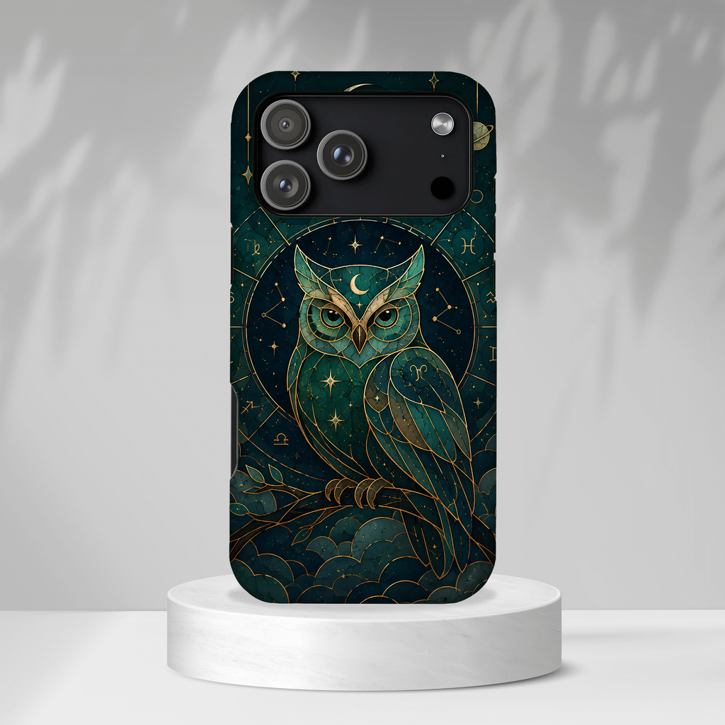 Moonlit Owl iPhone Case | Stained Glass Owl iPhone Case