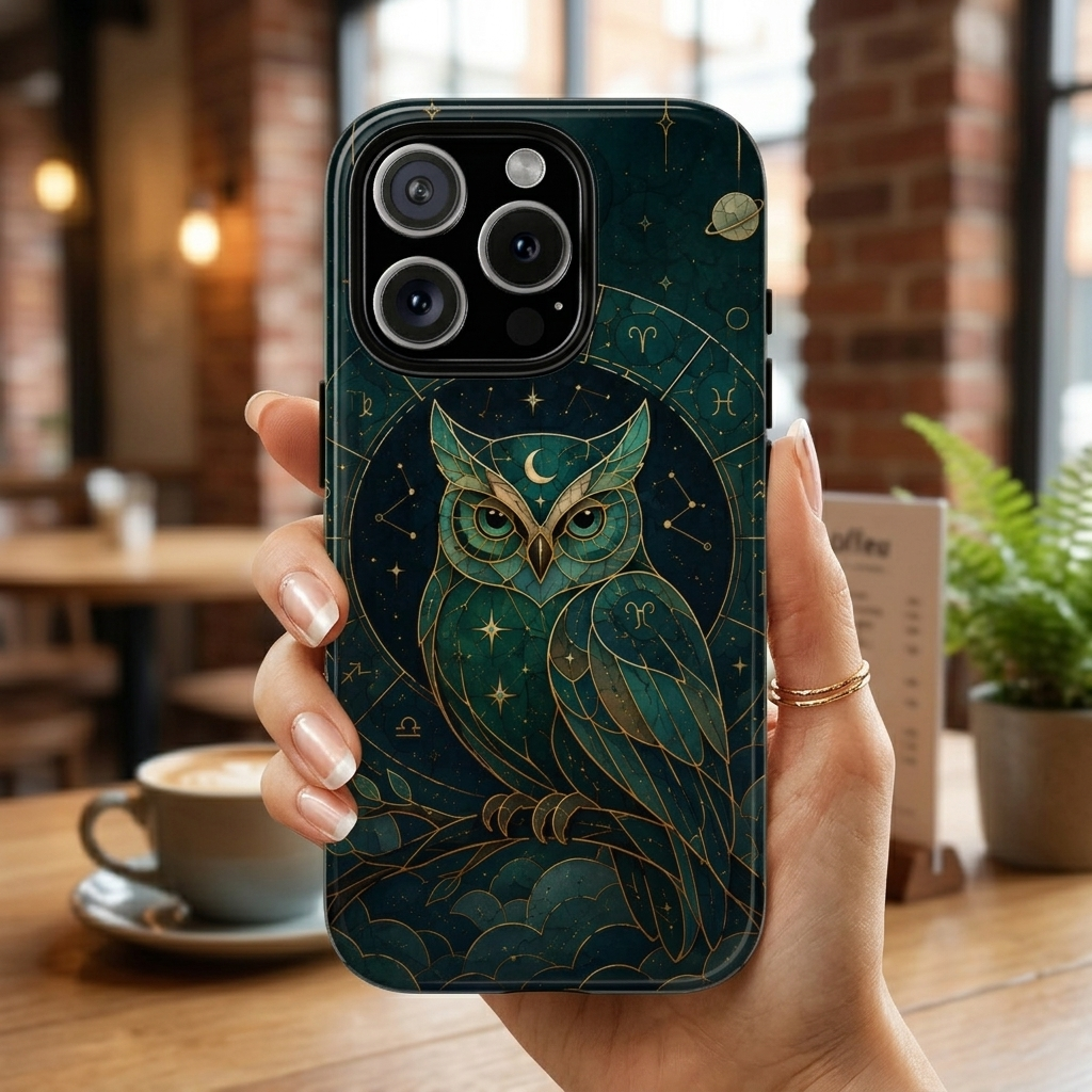 Moonlit Owl iPhone Case | Stained Glass Owl iPhone Case