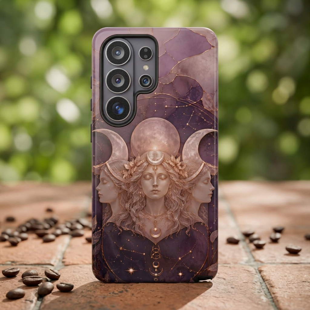Triple Moon Goddess Samsung Galaxy Phone Case | Witchy Celestial Phone Case