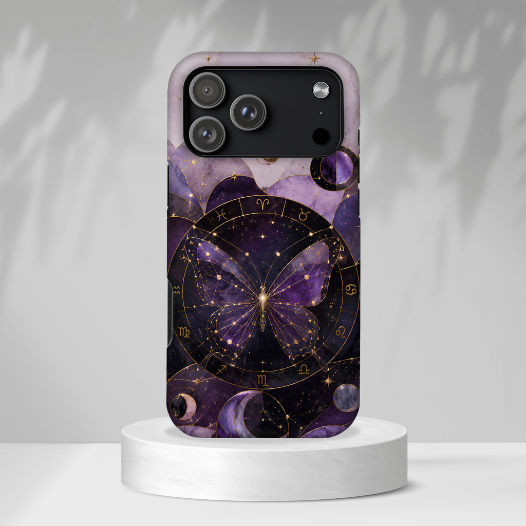 Celestial Butterfly iPhone Case | Zodiac Moon Phase iPhone Case