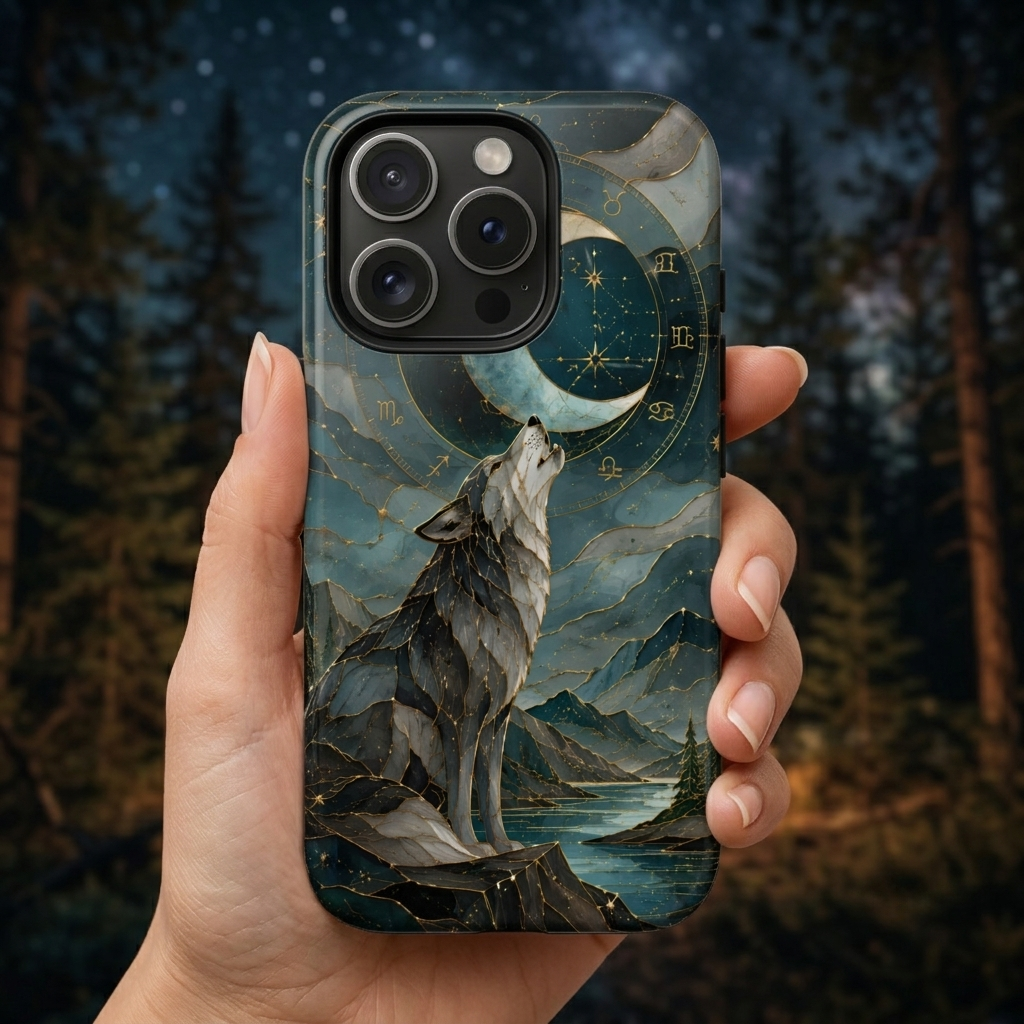 Wolf Moon iPhone Case | Celestial Wolf iPhone Case