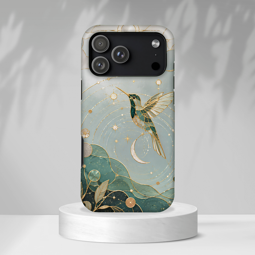 Celestial Hummingbird iPhone Case | Moon & Bird iPhone Case
