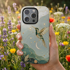 Celestial Hummingbird iPhone Case | Moon & Bird iPhone Case