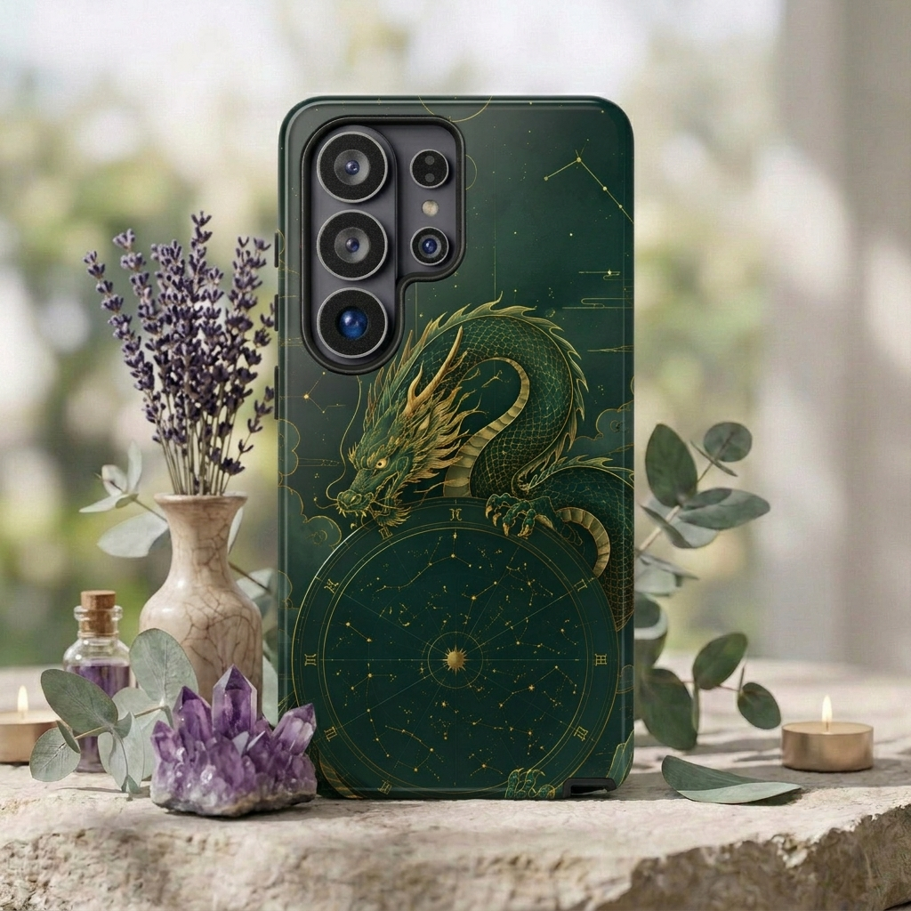 Celestial Dragon Samsung Galaxy Phone Case | Stained Glass Dragon Phone Case