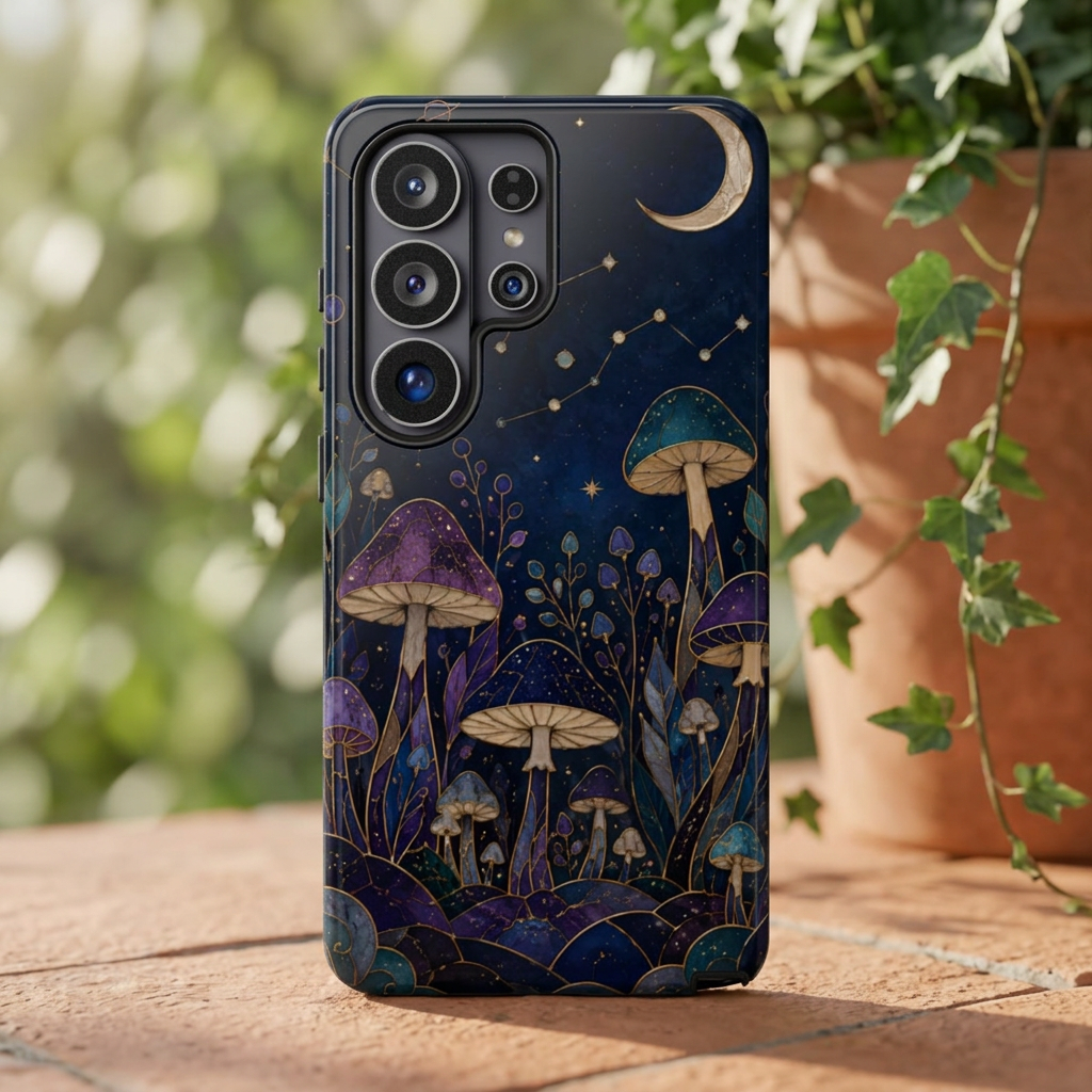 Mushroom Samsung Galaxy Phone Case | Midnight Forest Phone Case