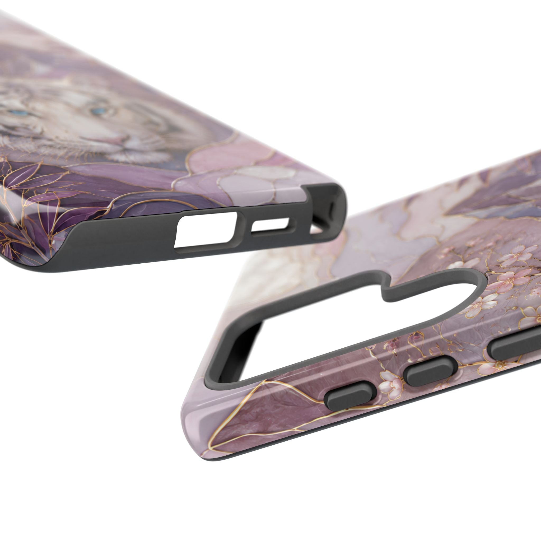 White Tiger Samsung Galaxy Phone Case | Cherry Blossom Art Cover