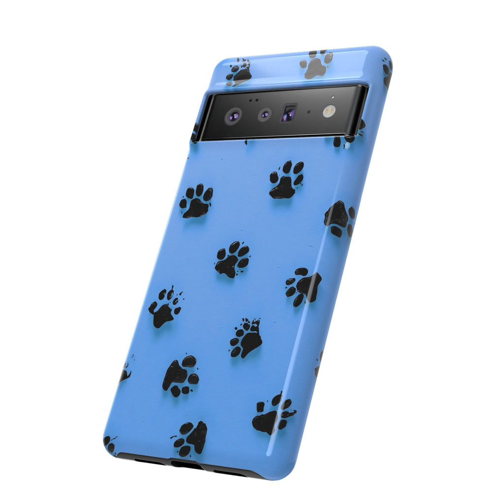 Blue Paw Print Tough Google Pixel Case — Protective Dog & Cat Lover Cover