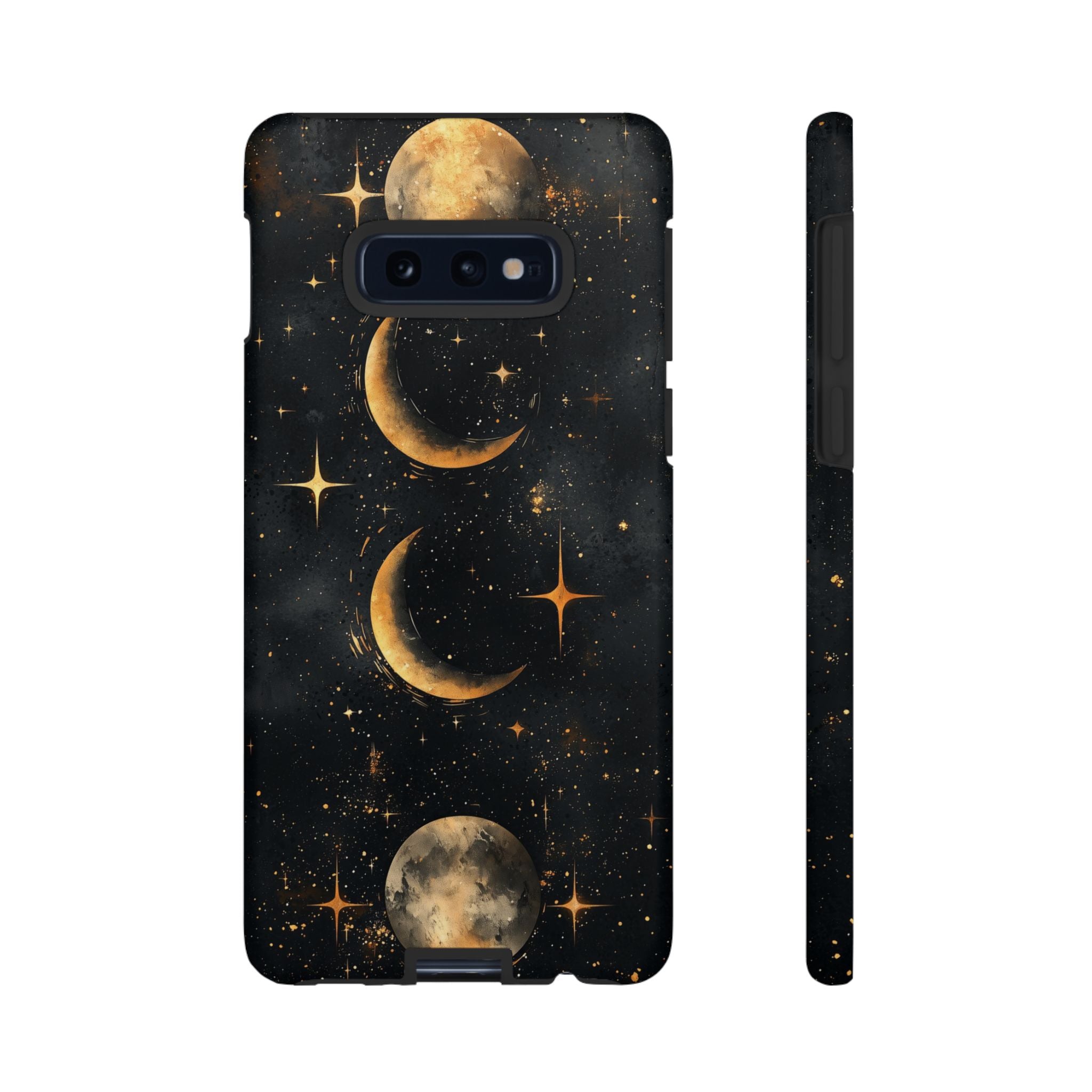Celestial Moon Phases Tough Samsung Galaxy Case | Gold Crescent & Full Moon Galaxy Design