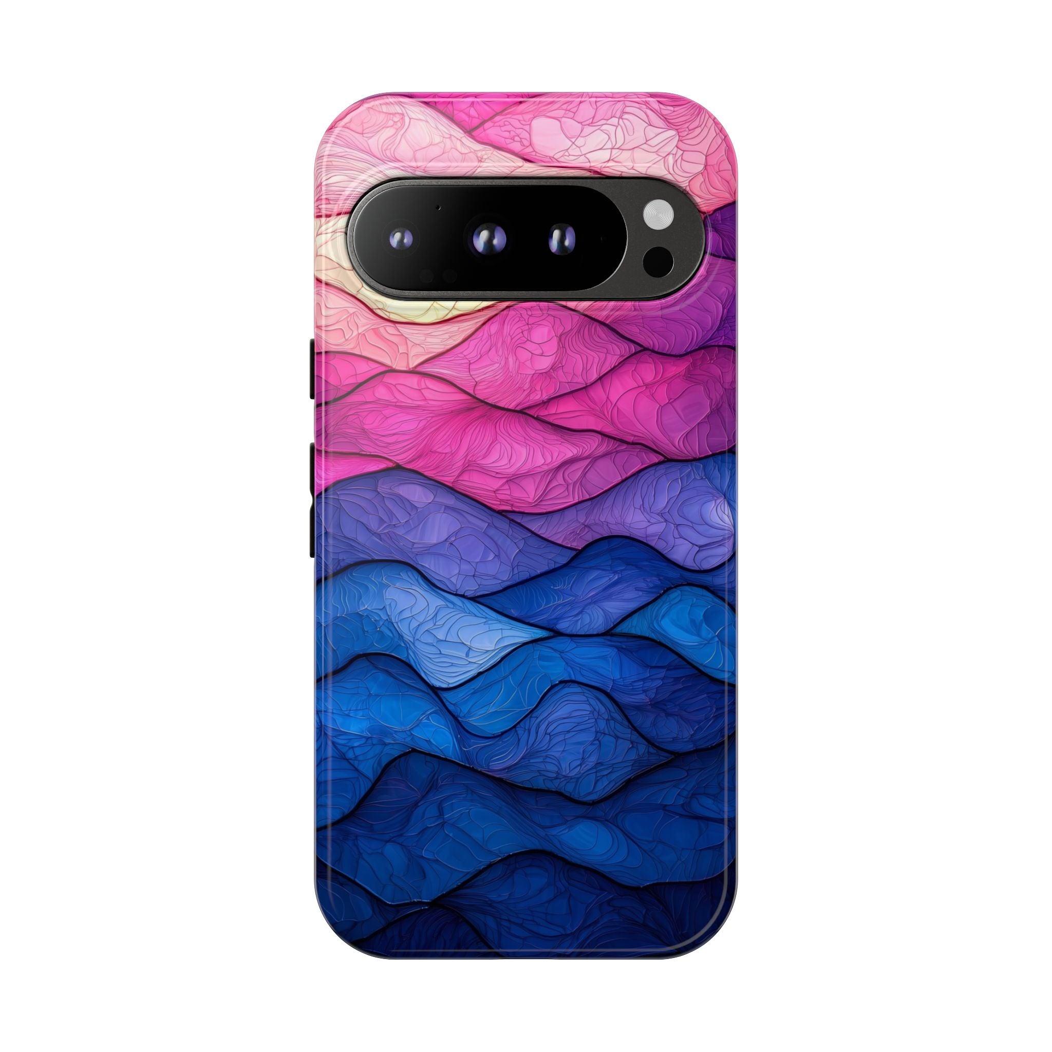 Abstract Ocean Waves Google Pixel Case — Pink & Blue Gradient Tough Case