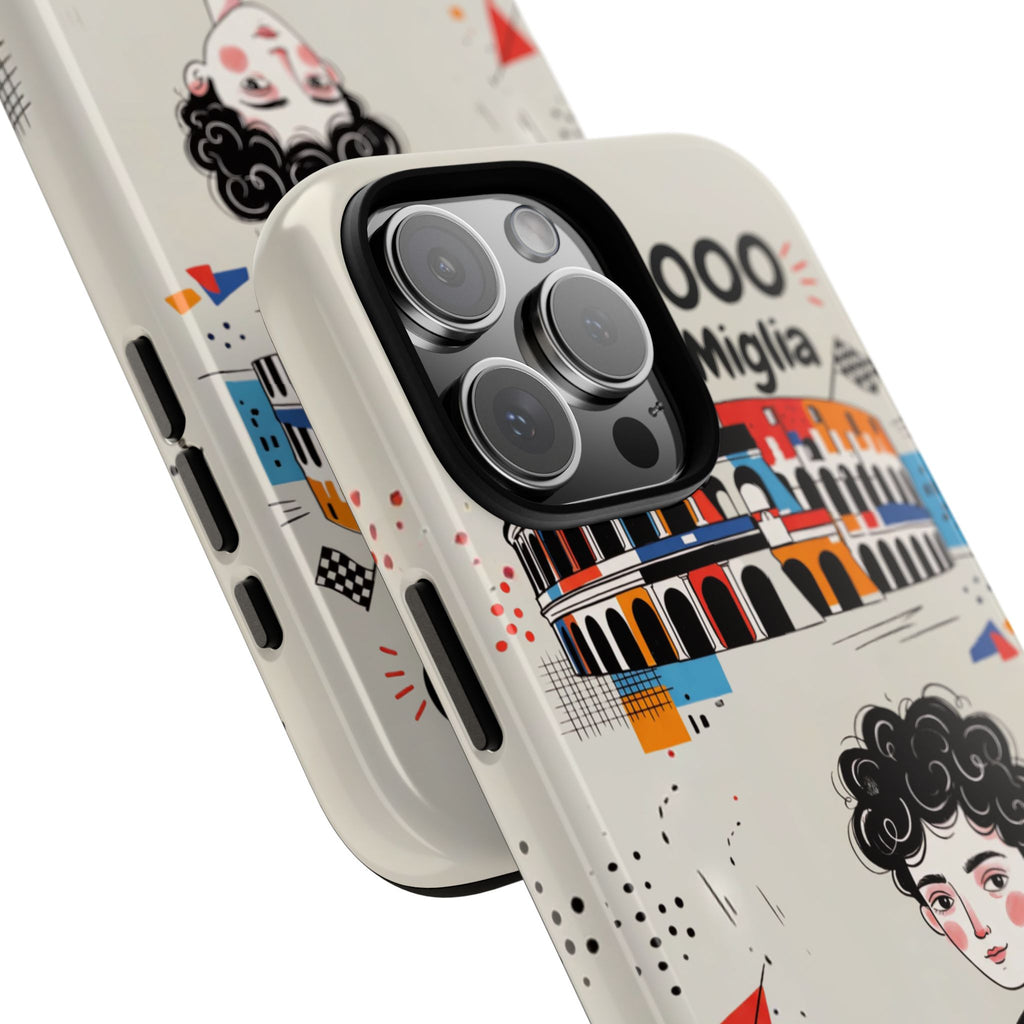 Retro Mille Miglia Car Illustration with Driver iPhone Case