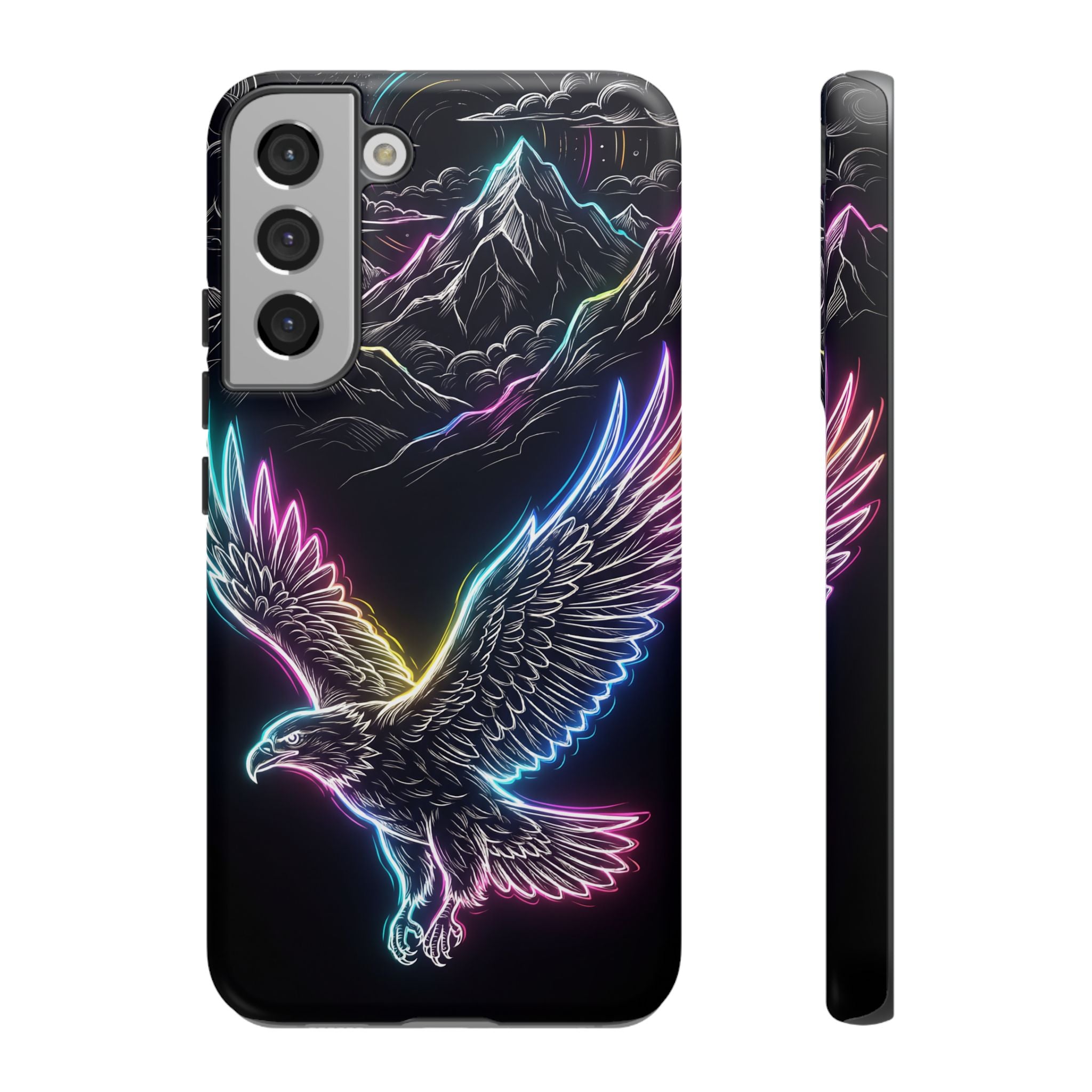 Neon Eagle Samsung Galaxy Phone Case with Mountain Design
