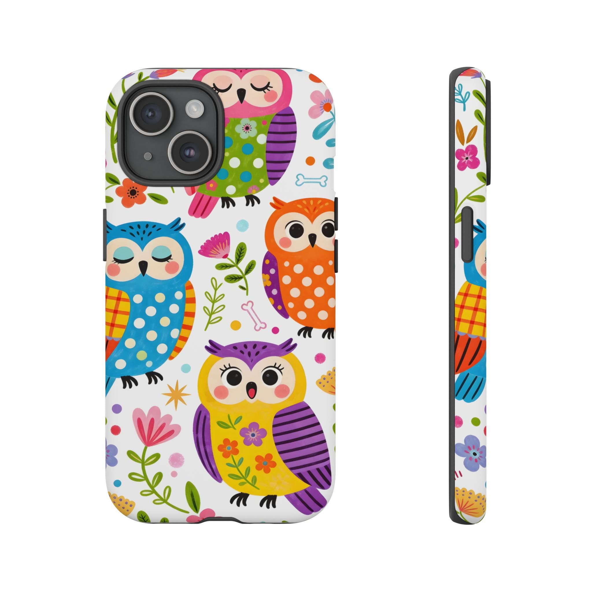 Cute Colorful Owls iPhone Case | Cute Owl Pattern Tough Case