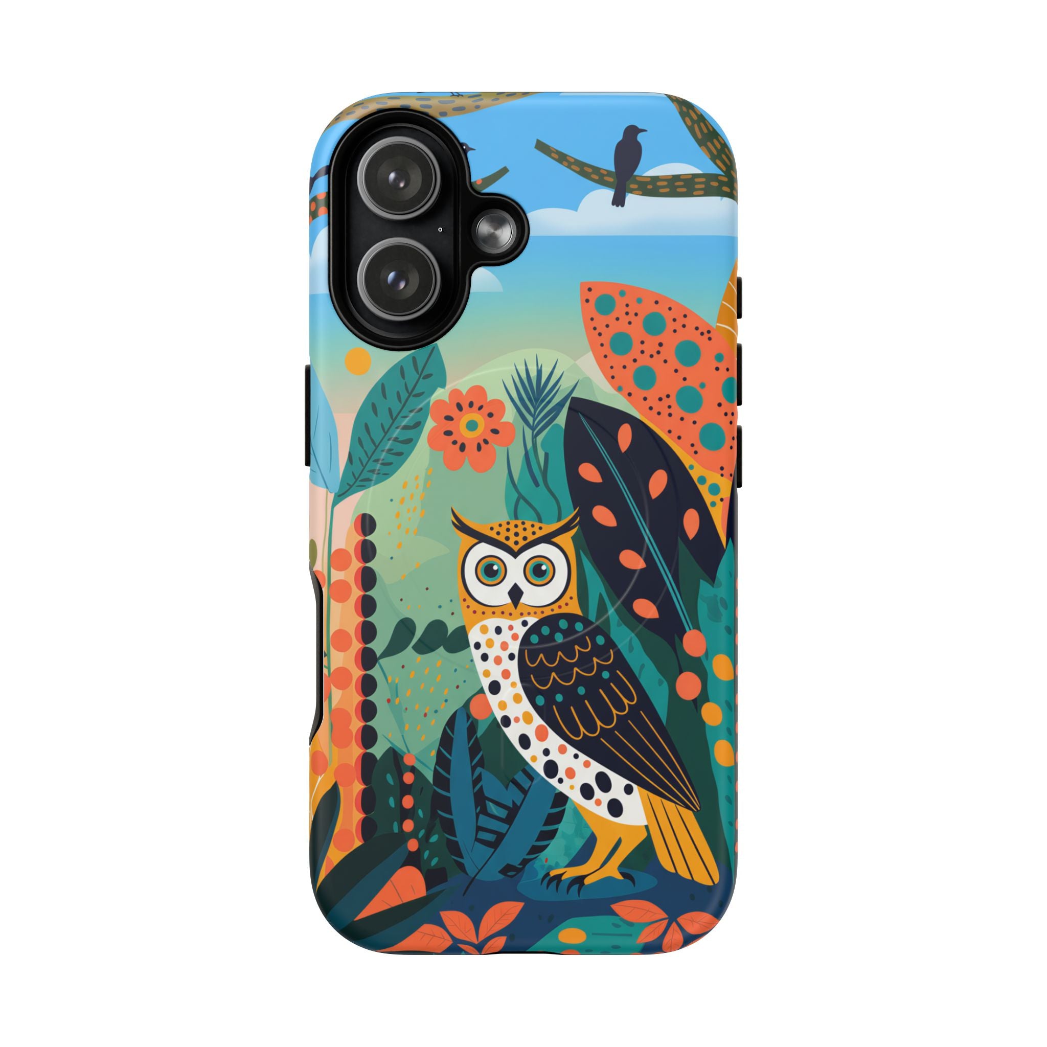 Botanical Forest Colourful Owl MagSafe iPhone Case