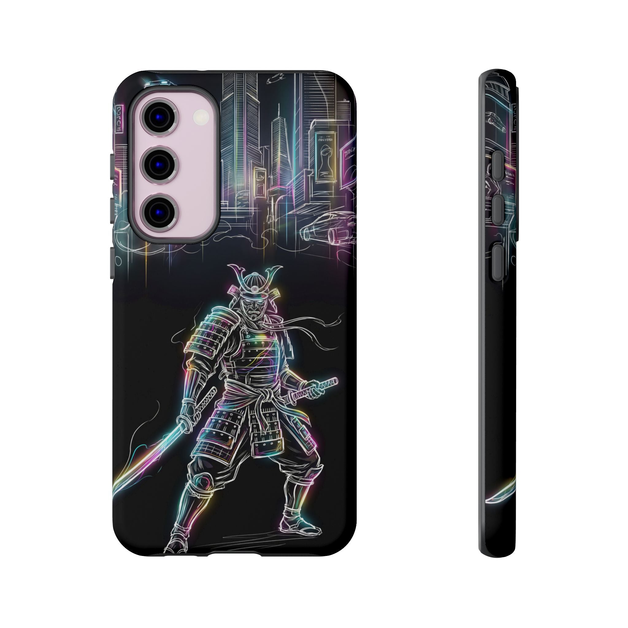 Neon Samurai Samsung Galaxy Phone Case | Cyberpunk City Armor